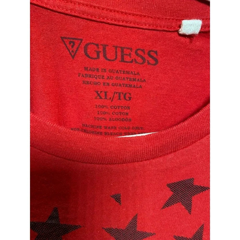 Guess Shirt Adult Extra Large Red Black Stars and Stripes Tee Mens - Picture 4 of 8